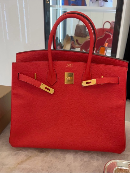 Hermes Handbags - Hermes Red Leather Satchel with Gold Hardware